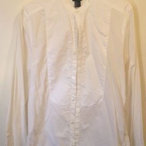 H&M grandad collar button shirt, white, S